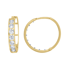 10kt Yellow Gold Womens Single Row CZ Cubic Zirconia Hoop Earrings 19M