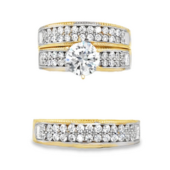 10KT Gold His & Hers Matching Wedding Ring Set Double Rows