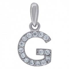 925 Sterling Silver Cubic-Zirconia Initial G Charm Pendant