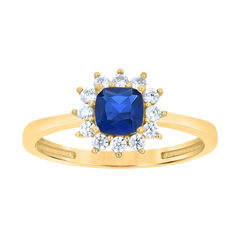 10kt Yellow Gold Womens Princess Sapphire Cubic-Zirconia Fashion Ring