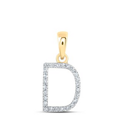 10K YELLOW GOLD ROUND DIAMOND INITIAL D LETTER PENDANT 0.10 CTTW