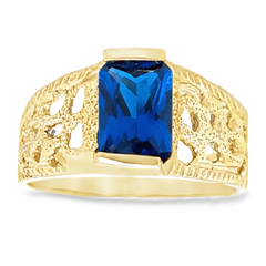 10KT Gold Blue Perforated Nugget Ring for Baby