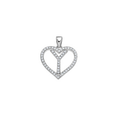 925 Sterling Silver Womens Cubic Zirconia Initial Letter Y Heart Charm