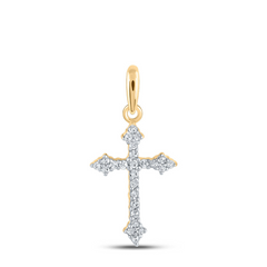 10KT YELLOW GOLD 1/10CTW DIAMOND CROSS PENDANT