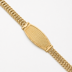 10KT Gold 7MM Petatillo Bracelet 2-Lines Bracelet with Greek Border 7.