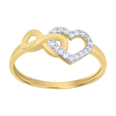 10KT Gold Infinity and Heart CZ Ring