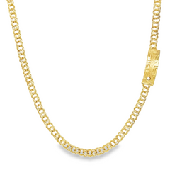 10KT Gold 4MM Chino Link Chain with Greek Border 16 Inches FREE ENGRAV