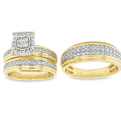 TRIO SET 1CT ROUND DIAMOND 10K YELLOW GOLD