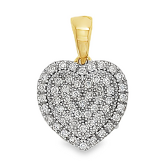 10K YELLOW GOLD ROUND DIAMOND HEART PENDANT 1.03 CTTW
