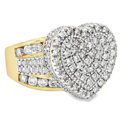 10K YELLOW GOLD ROUND DIAMOND HEART BRIDAL WEDDING RING SET 4.0 CTTW
