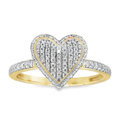 10KT YELLOW GOLD HEART 0.25CT DIAMOND LADIES RING
