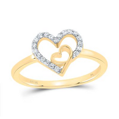 1/8CTW-DIAMOND HEART RING IN 10KT