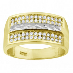 10kt Two-Tone Gold Mens Cubic Zirconia Ring
