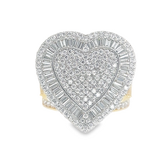 10KT Gold 22MM Heart Ring with CZ Size 7