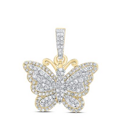 14KT 3/8CTW-NAT DIA NK BUTTERFLY FASHION PENDANT