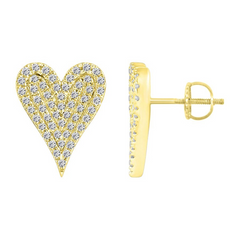 HEART EARRINGS 0.20CT ROUND DIAMOND 10K YELLOW GOLD