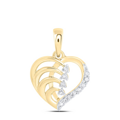 10KT GOLD HEART PENDANT 1/12CTTW NATURAL DIAMONDS