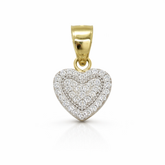 10KT Gold 10MM Heart Pendant with CZ