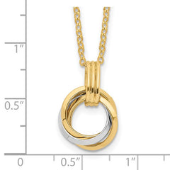 14K Two-tone Polished Intertwined Circles with .25 inch ext Necklace