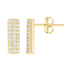 10kt Yellow Gold Womens Cubic-Zirconia Elongated Bar Fashion Stud Earr
