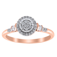 BRIDAL RING 0.20CT ROUND/BAGUETTE DIAMOND 10K ROSE GOLD
