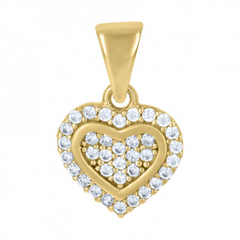 10kt Yellow Gold Womens Cubic-Zirconia Heart Charm Pendant 10MM