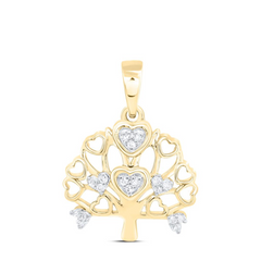 10KT GOLD 1/20CTW NATURAL DIAMOND TREE HEART PENDANT