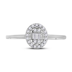 14K ROSE GOLD ROUND DIAMOND OVAL CLUSTER RING 1/6 CTTW