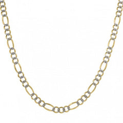 10kt Two-tone Gold Solid Figaro Pave Chain 4.5mm 22 Inches