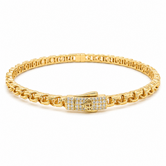 10KT Gold 4MM Chino Monaco Bangle Bracelet, 7.5 Inches
