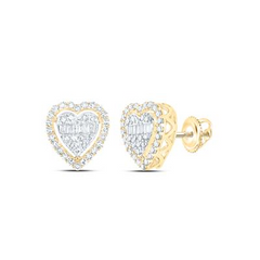 10K YELLOW GOLD BAGUETTE DIAMOND HEART NICOLES DREAM COLLECTION EARRINGS 1/2 CTTW