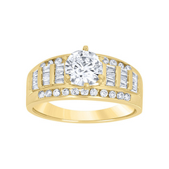 10kt Yellow Gold Womens Baguette Cubic Zirconia CZ Solid Solitaire Eng