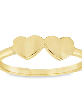 10kt Yellow Gold Womens Double Hearts Ring