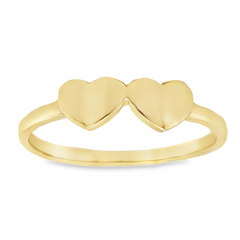 10kt Yellow Gold Womens Double Hearts Ring