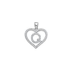 925 Sterling Silver Womens Cubic Zirconia Initial Letter P Heart Charm