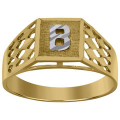 10kt Two-Tone Gold Unisex Kids Children Diamond-Cut Textured Initial L