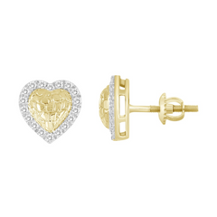 10KT Yellow Gold 0.33CT Diamond Nugget Heart Earrings
