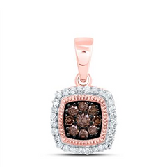 10KT ROSE GOLD 1/4CTW CHOCOLATE DIAMONDS COGNAC NATURAL CUSHION PENDANT