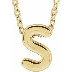 10KT Yellow Gold Initial S Necklace 17+1 Inches