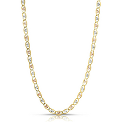 10KT Gold 3.5MM Tricolor Valentino Heart Chain 18 Inches