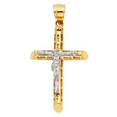 10KT Gold Cross Crucifix Pendant 1.5IN + Bail