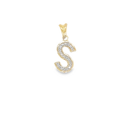 10K GOLD DIAMOND INITIAL S LETTER PENDANT 0.12 CTTW