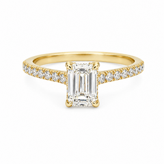 14K Yellow Gold 1.34CTTW Certified Lab-Created Emerald Cut with Accent