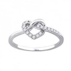 925 Sterling Silver Cubic Zirconia Love Knot Heart Ring Size 7