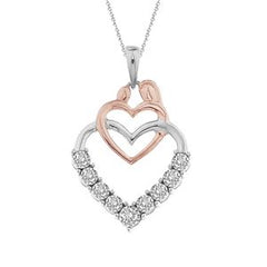 LADIES PENDANT 1/5 CT ROUND DIAMOND 10K TT WHITE & ROSE GOLD