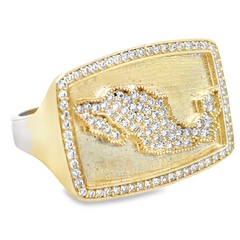 10KT Gold Mexico Map Cubic Zirconia Mens Ring