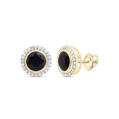 10KT GOLD 1/4CTW-NAT DIA P1 6 MM ROUND ONYX BLACK EARRING