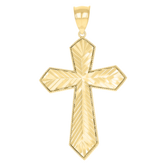 10kt Yellow Gold Mens Cross Religious Charm Pendant 60MM with Bail