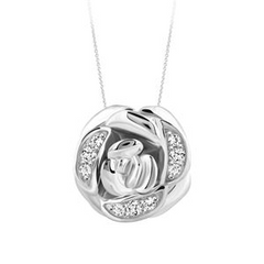 LADIES NECKLACE 1/6 CT ROUND DIAMOND 10K ROSE GOLD