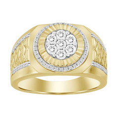 MEN'S RING 0.50CT ROUND DIAMOND 10K YELLOW GOLD